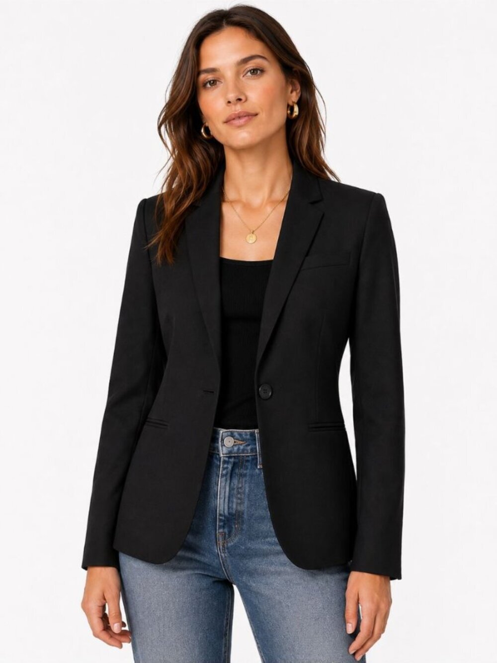 J.Crew Women's 100% Wool Super 120's Black Blazer 1-Button Career Size 2 Tall